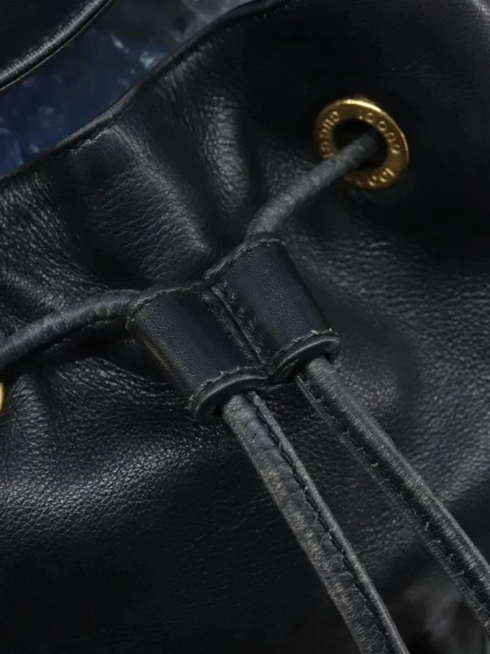 GUCCI Bamboo Backpack Leather Black Gold 003 2058 0016 Auth gh2009